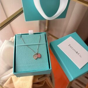 Tiffany & Co. Silver Necklace with Pink Heart Pendant